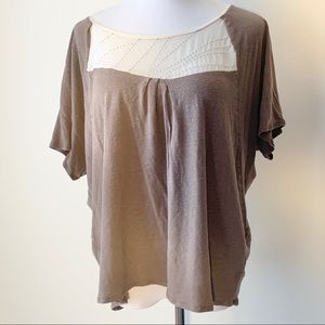 Calvin Klein | tan top with cream lace detail | 1X